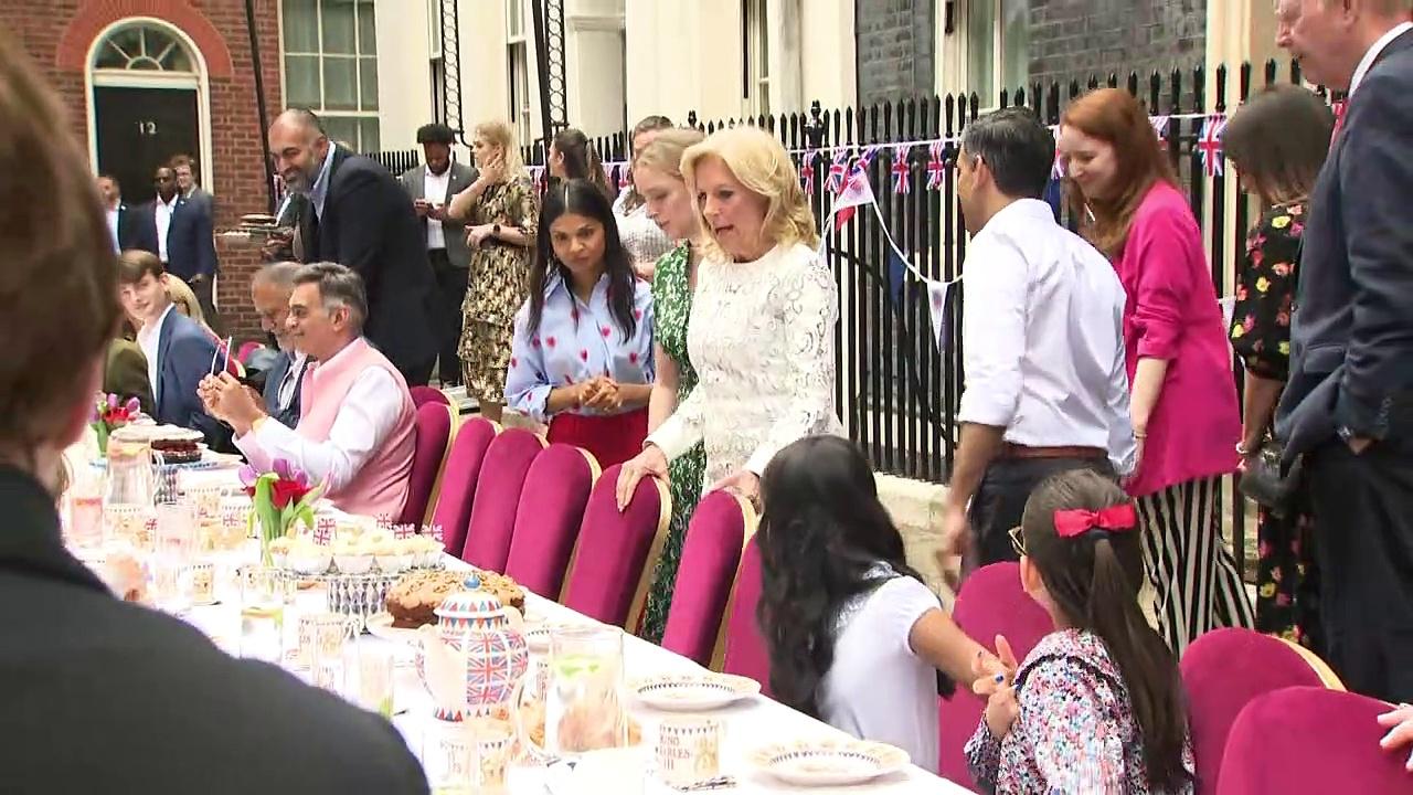 Jill Biden joins Rishi Sunak for Downing Street Coronation party