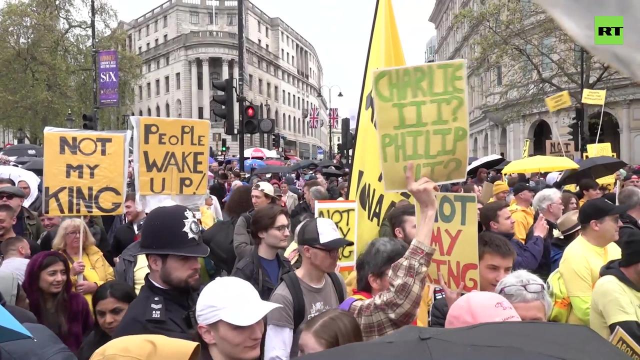 Anti-monarchy protesters rally in London