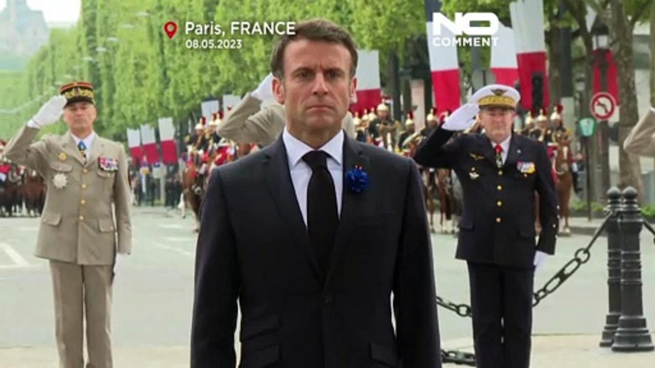 WATCH: Macron lays wreath at Tomb of the Unknown Soldier for Victory in Europe Day