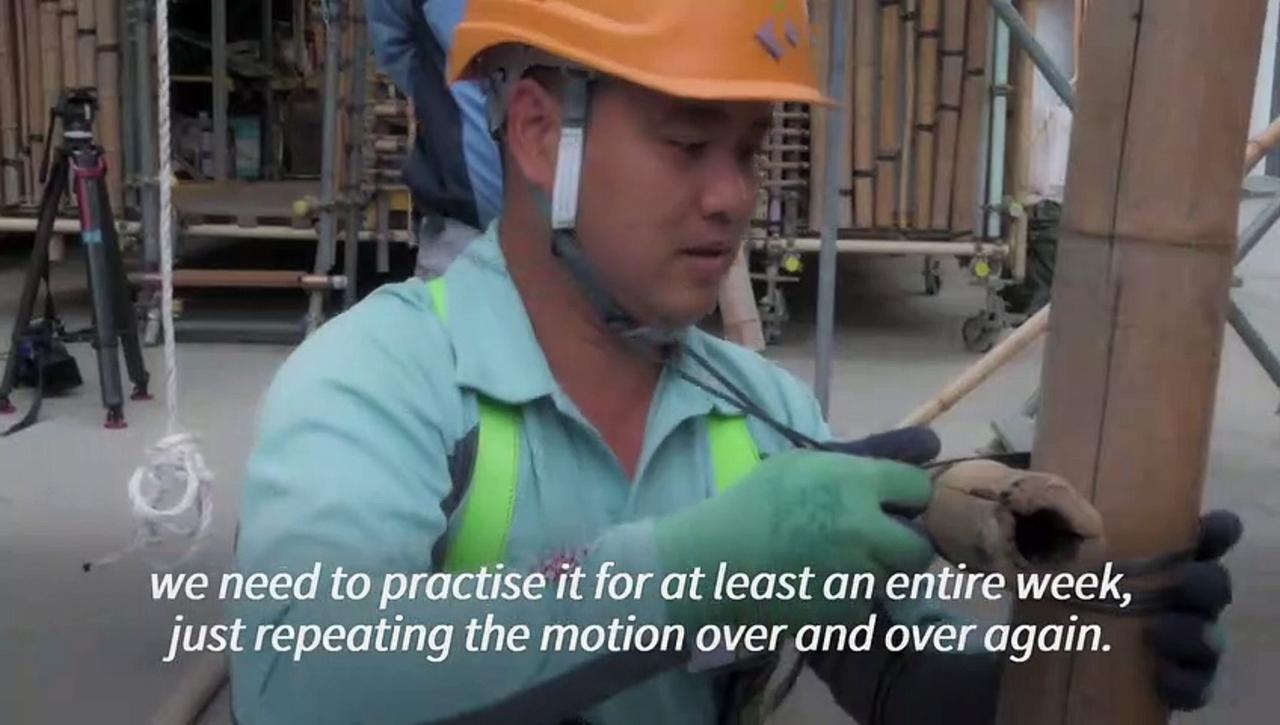Hong Kong's bamboo scaffolders preserve traditional technique