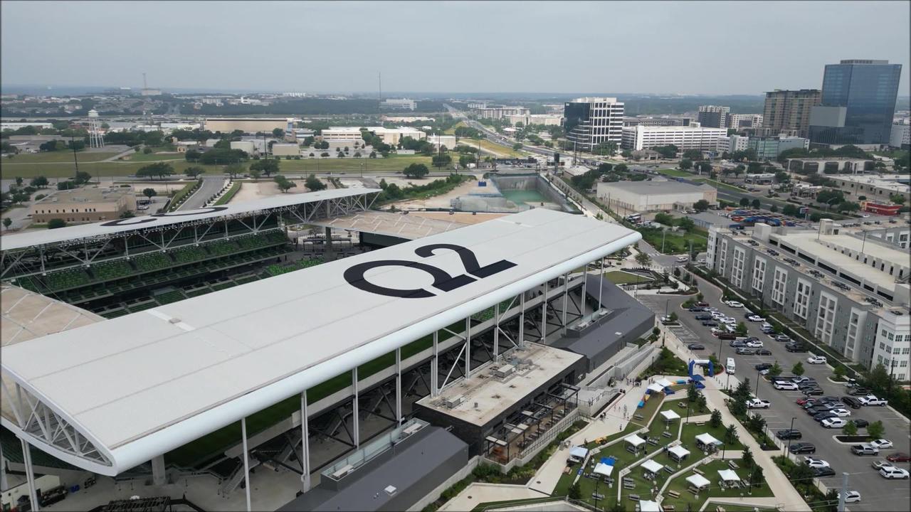 Q2 Stadium - full circular aerial view.