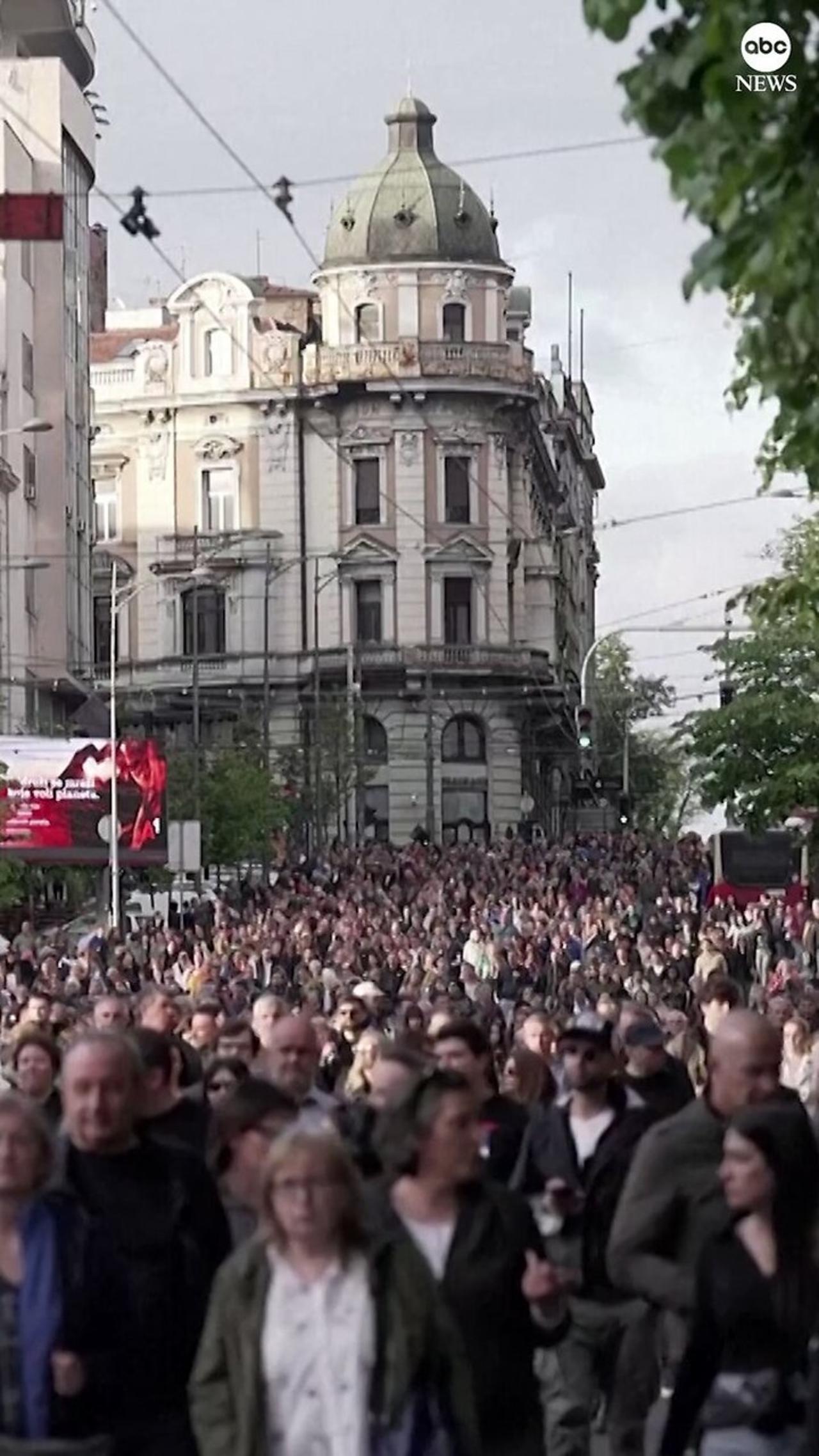 Thousands of demonstrators took to the streets of Serbia’s capital city