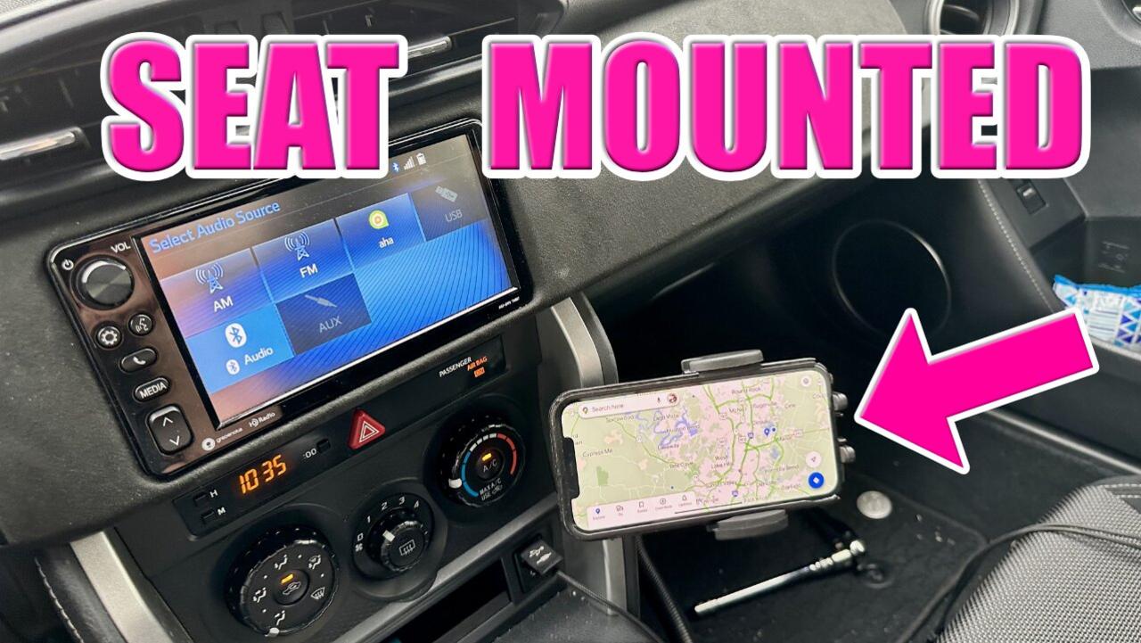 Seat Rail Mounted Smart Phone Mount for iPhone One News Page VIDEO