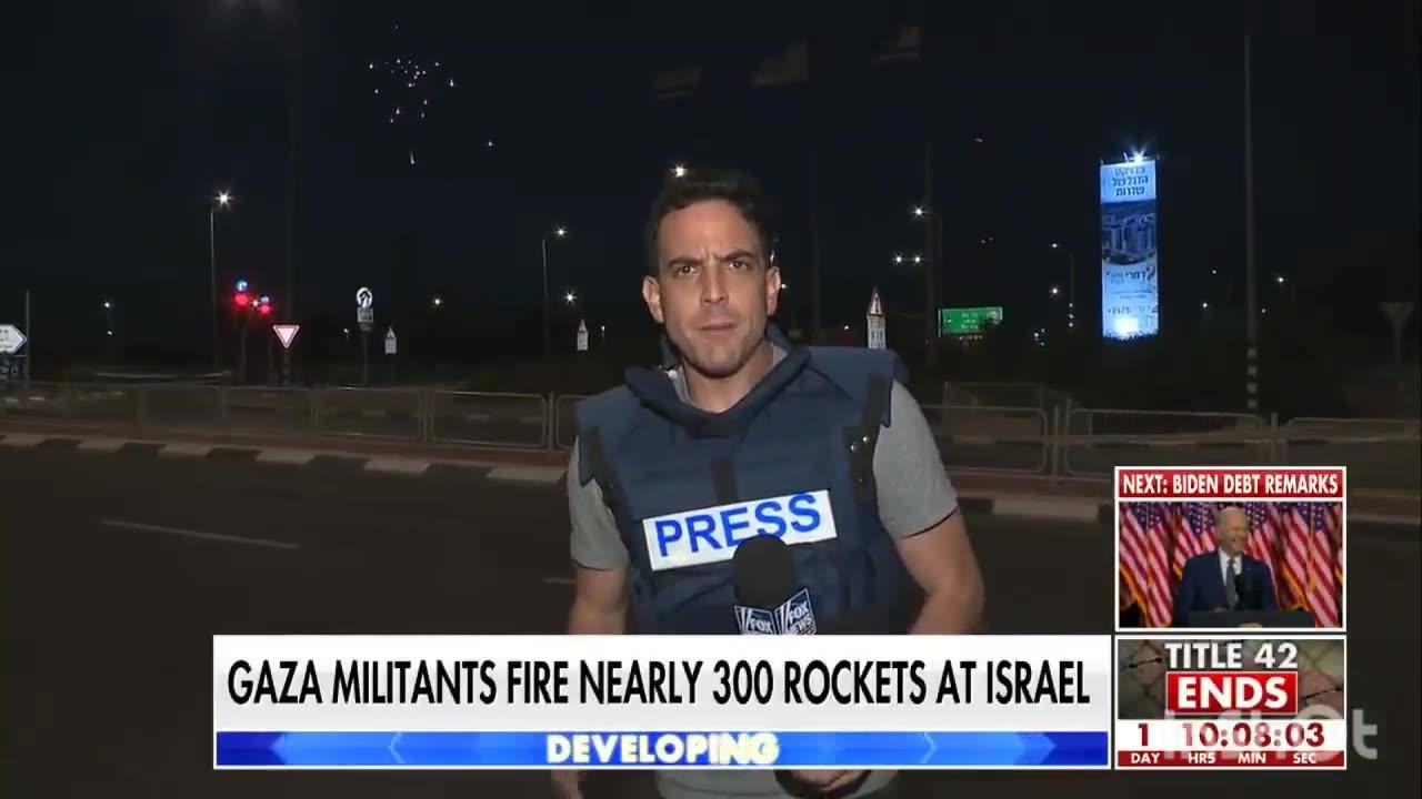 Hundreds of rockets have been fired from Gaza towards Israel today. Israeli defense forces have bombed targets in retaliation.