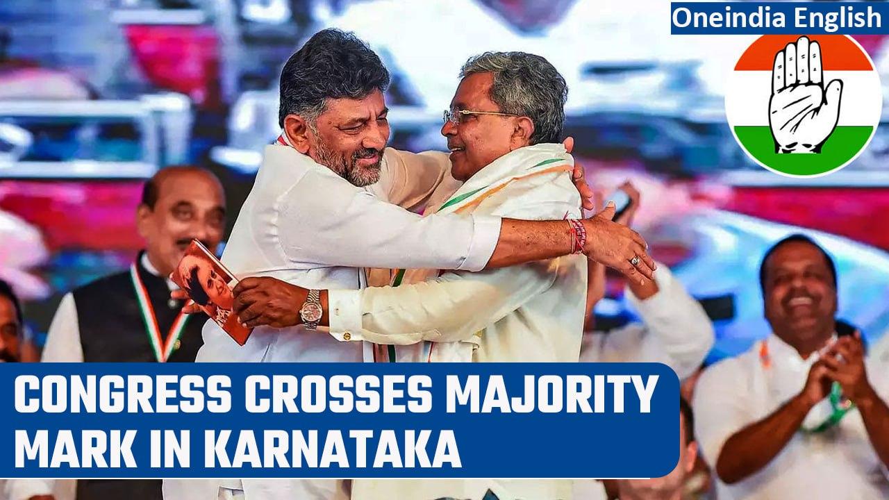 Karnataka election 2023: Congress shoots past majority mark, leads in over 115 seats | Oneindia News