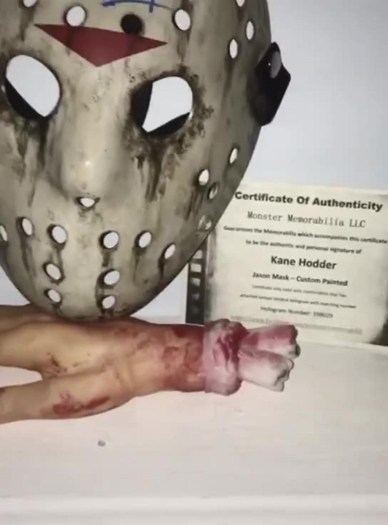 Jason Voorhees mask signed by Kane Hodder