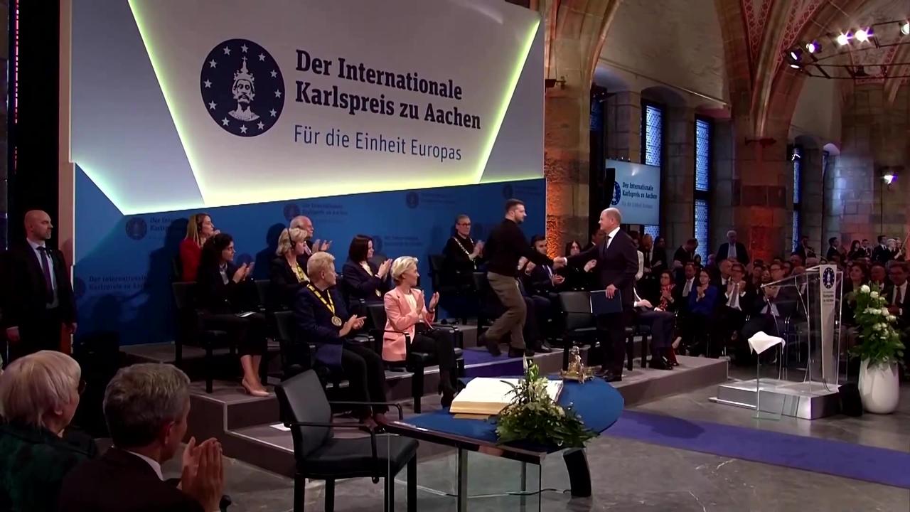 Zelenskiy awarded Germany’s prestigious Charlemagne Prize