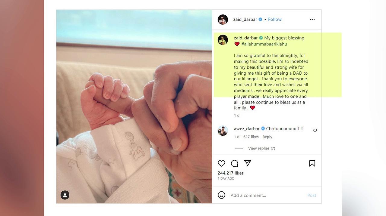 Zaid Darbar shares first glimpse of his baby boy, says 'I'm indebted to my strong wife Gauahar'