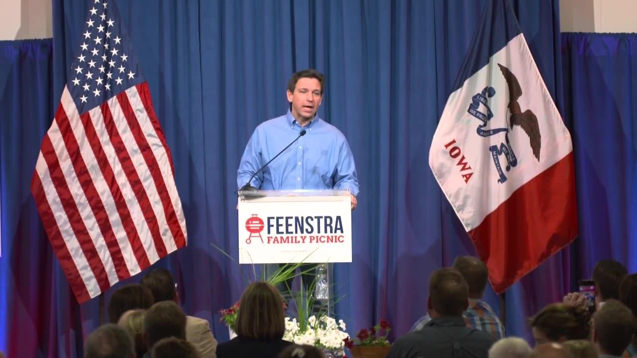DeSantis woos Republicans in Iowa as Trump's event washed out