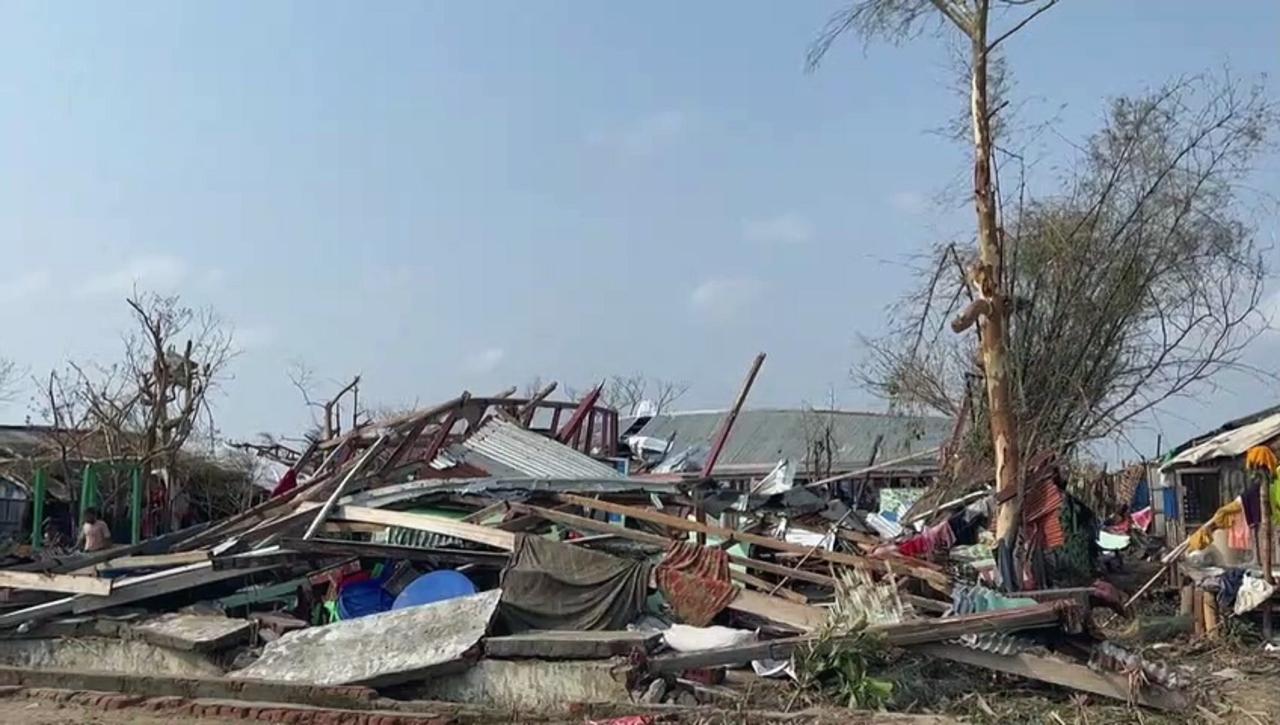 Rohingya in Myanmar clean up devastation from Cyclone Mocha