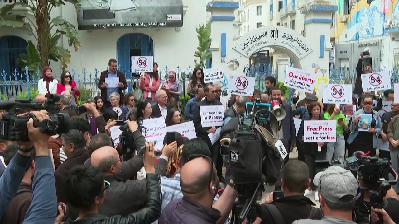 Watch: Tunisian journalists protest anti-terror laws