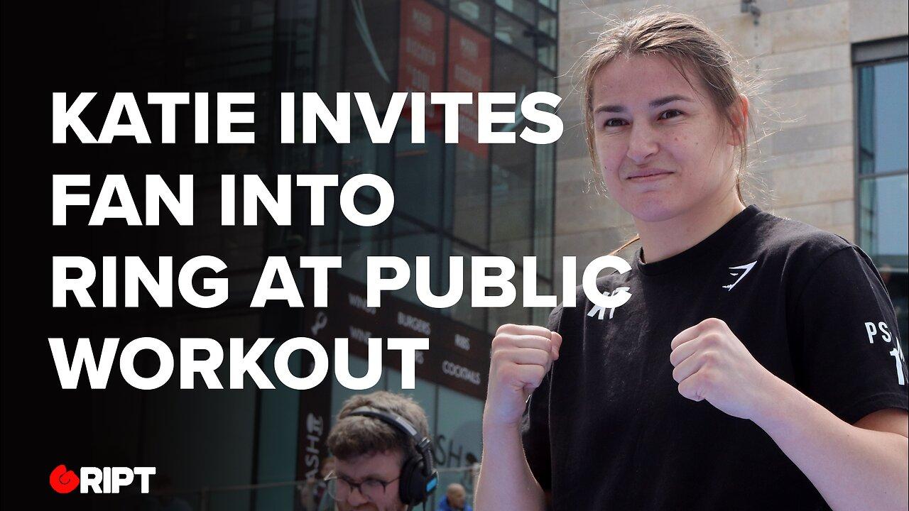 Katie Taylor invites fan into ring at public work-out ahead of title unification bout on Saturday