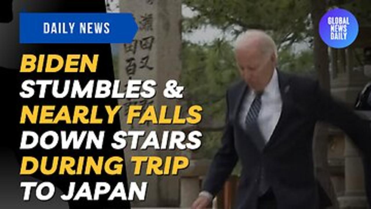 Biden Stumbles & Nearly Falls Down Stairs - One News Page VIDEO