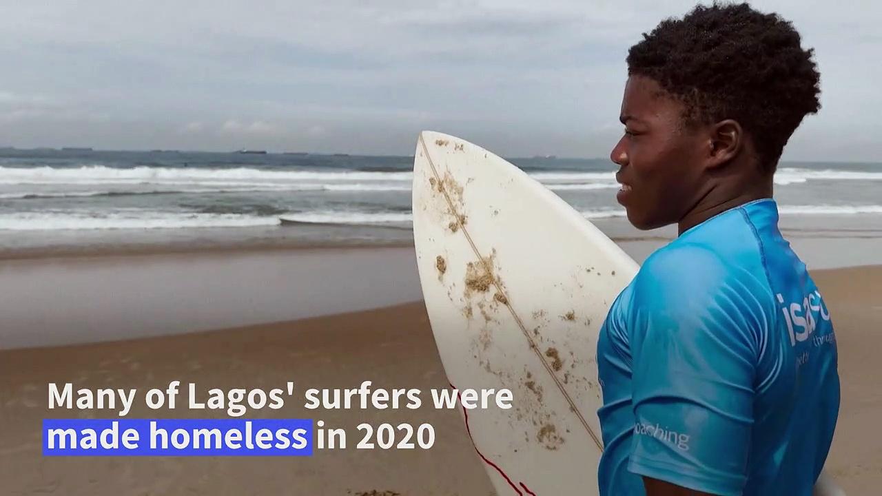 Nigerian surfers compete in Lagos' Tarkwa Bay