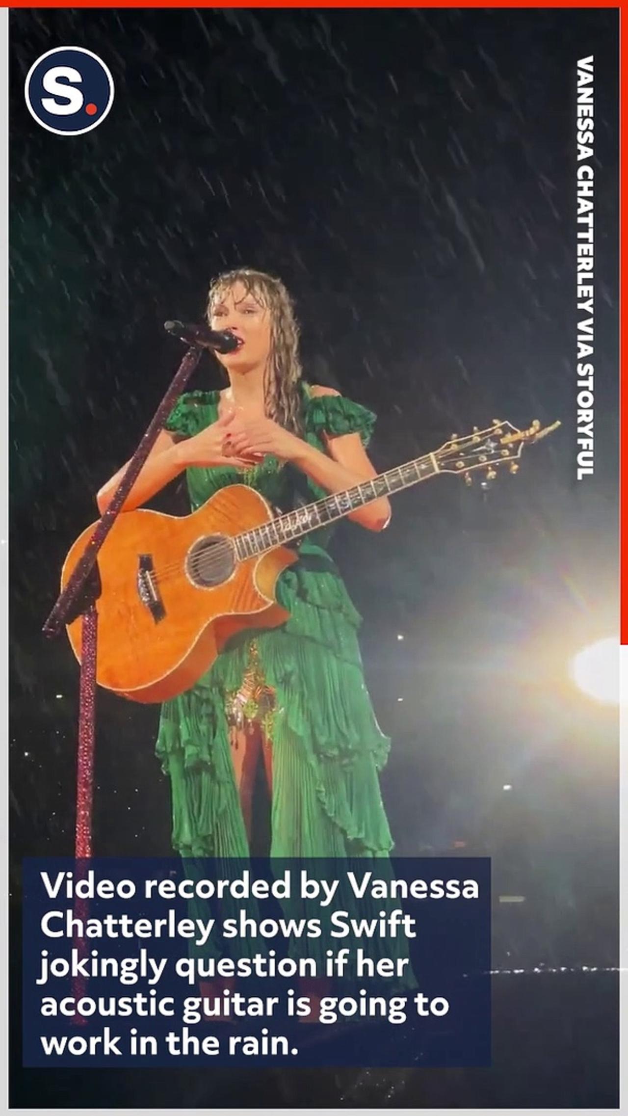 Taylor Swift Jokes With Crowd as Deluge Hits Gillette Stadium