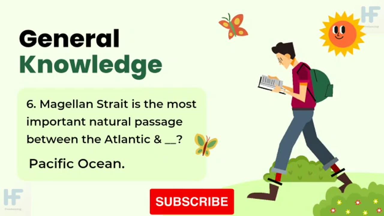 General knowledge mcqs, general knowledge questions with answers about the straits of the world