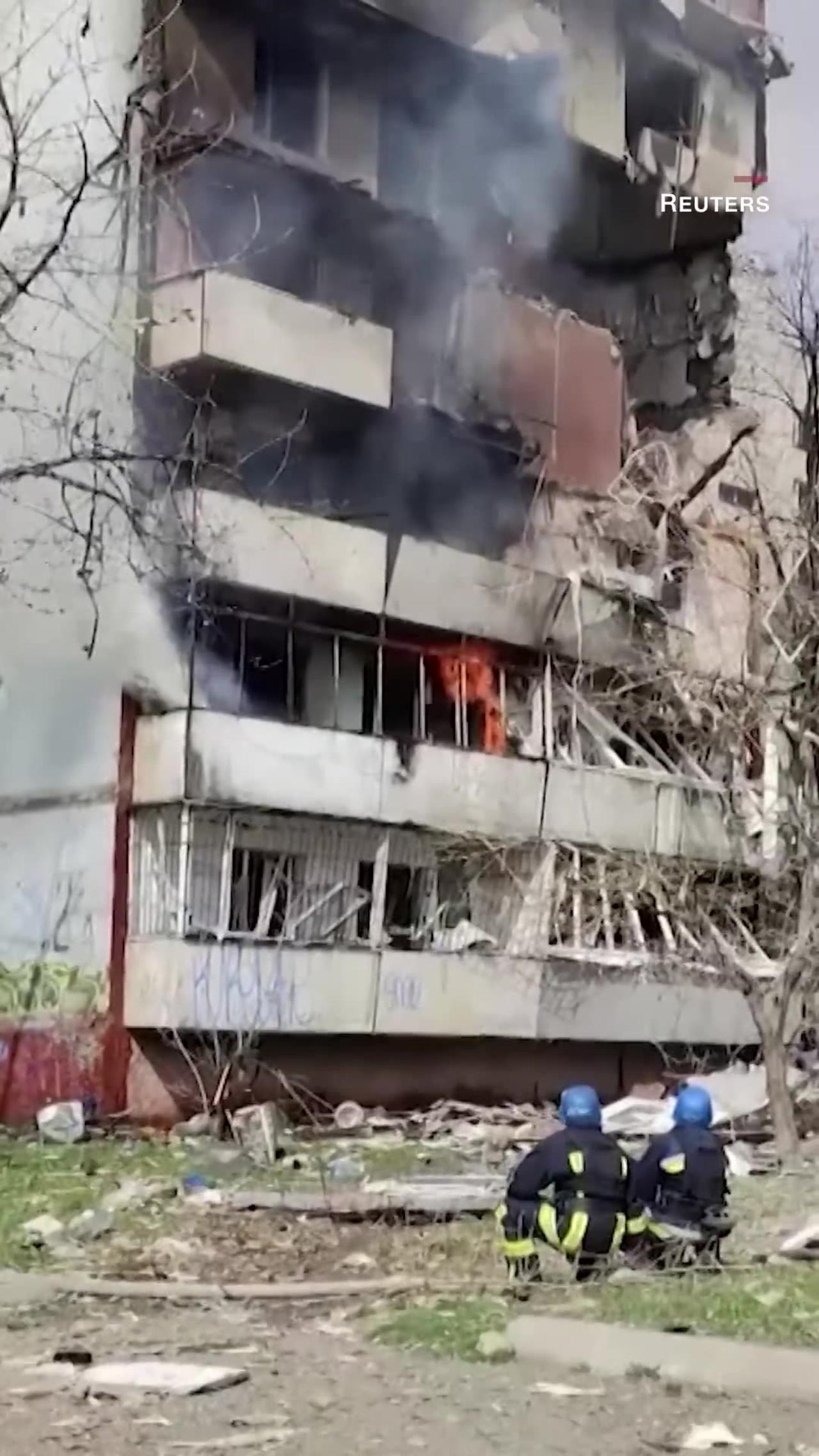 Russian missile strike on apartment building