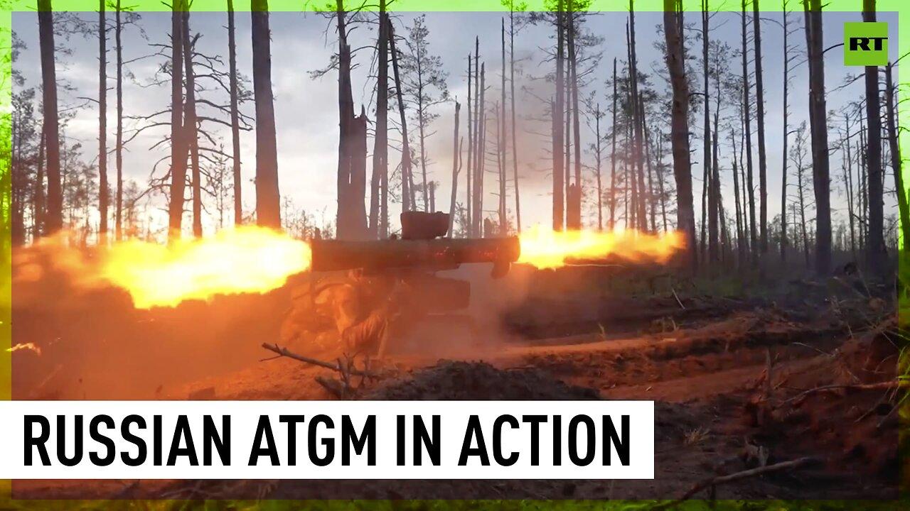 Russian ATGM in action amid military operation