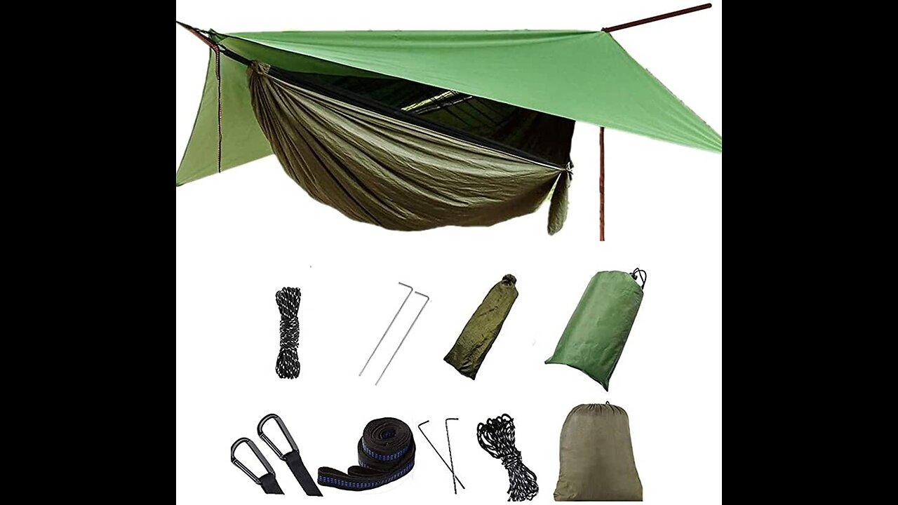 COMMOUDS Camping Hammock with Mosquito Net and One News Page VIDEO