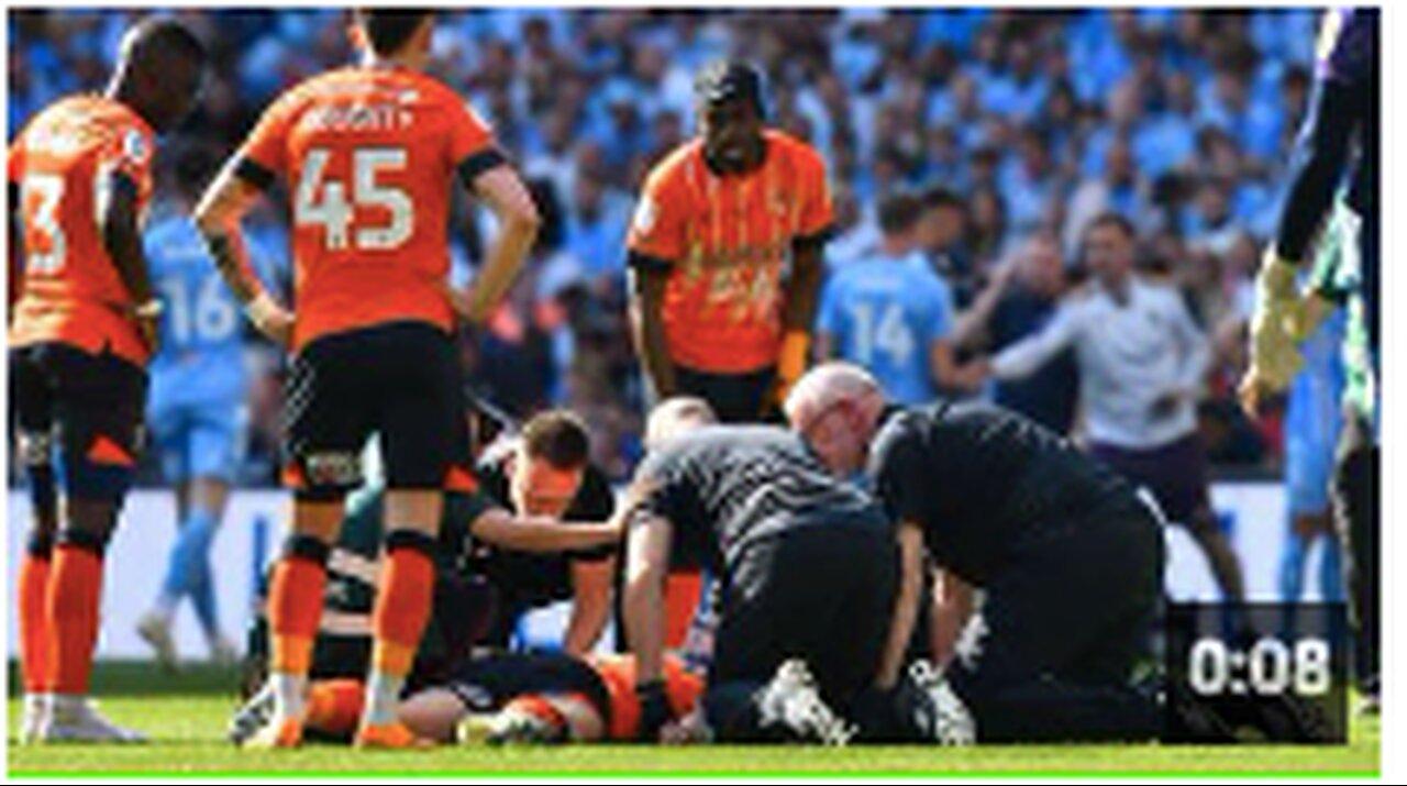 Luton Town captain Tom Lockyer in hospital after collapsing during playoff final
