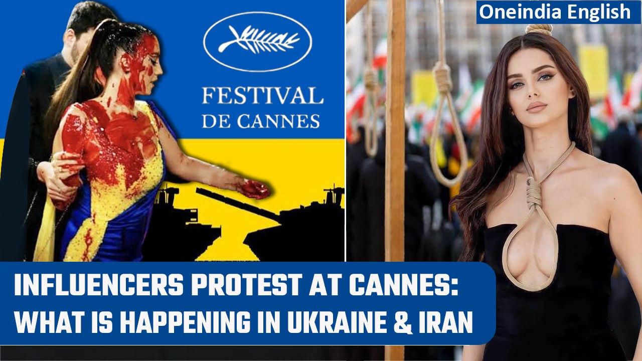 Cannes: Iranian & Ukrainian models protest at the red carpet, Know the reason | Oneindia News