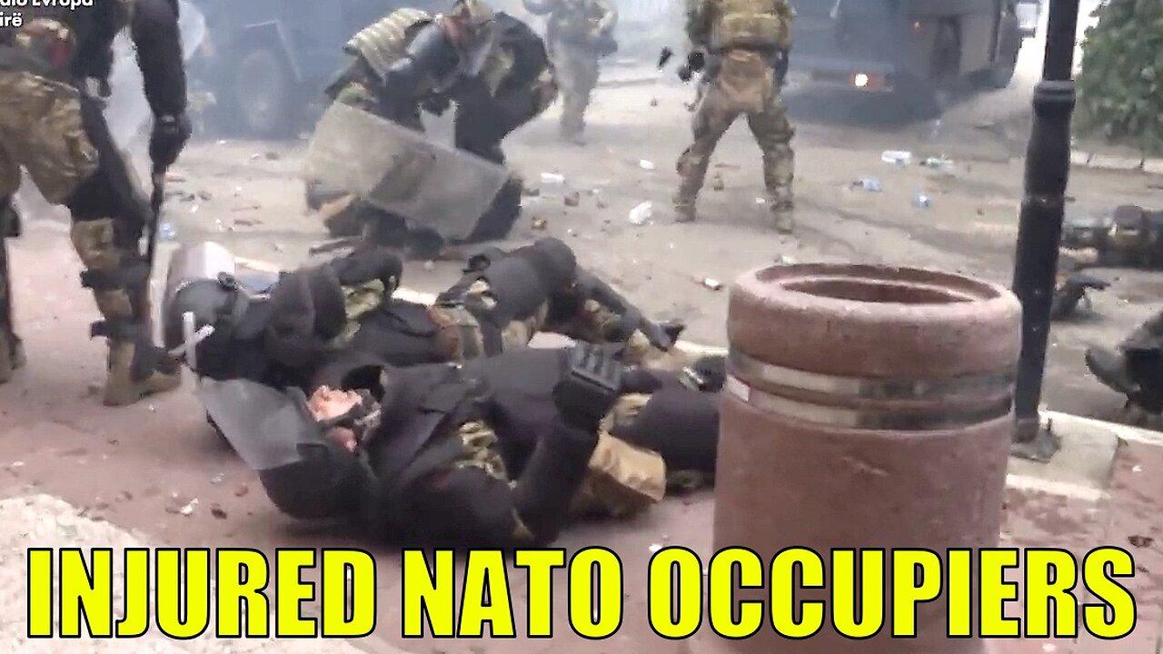 Serbian unarmed civilians fight in Kosovo against NATO occupiers and Albanian terrorists