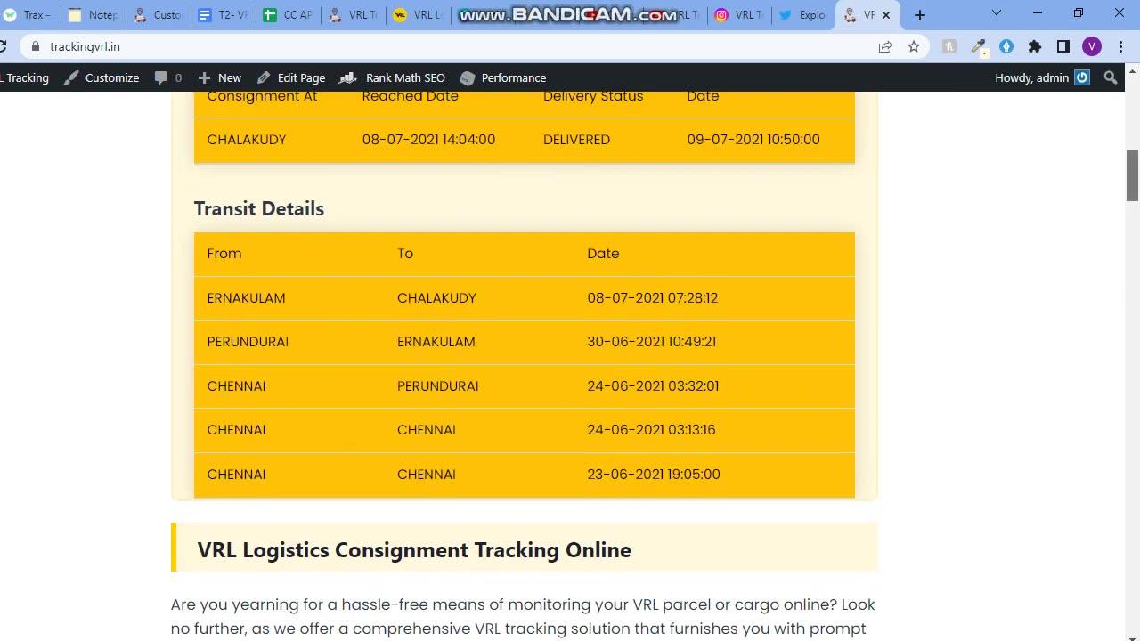 Track your VRL logistics parcel online