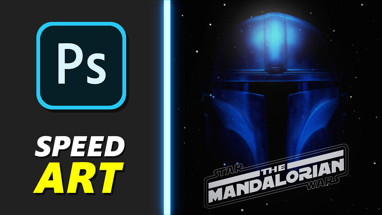Mandalorian Poster in 80s style | Speed Art (Illustrator and Photoshop) | Retro Wave 80's Neon Style