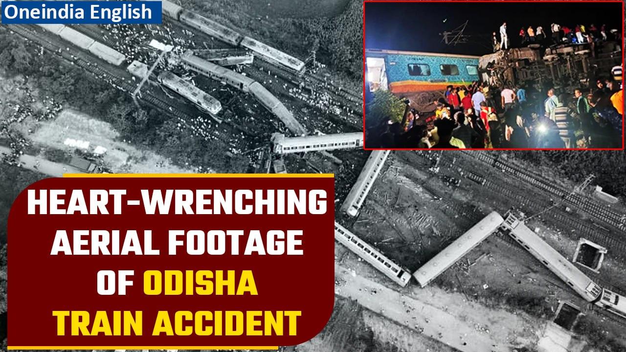 Odisha Train Accident: Aerial Visuals show the extent of devastation | Watch Video | Oneindia News