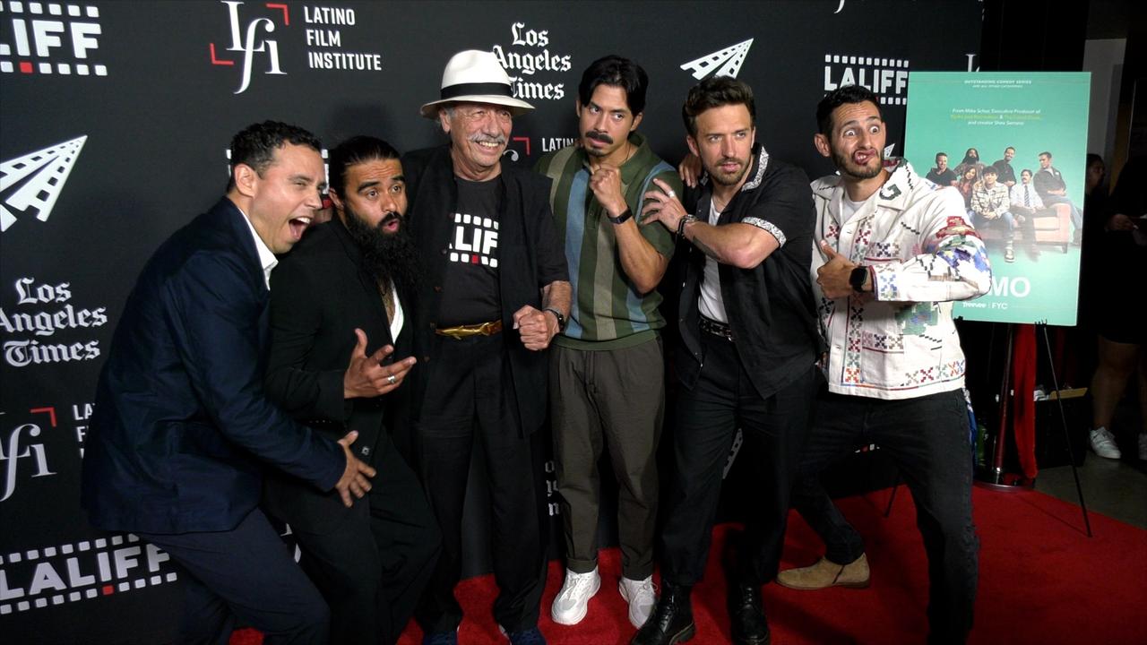 Cast of Freevee's 'Primo' pose together at LALIFF 2023 with Edward James Olmos in Los Angeles