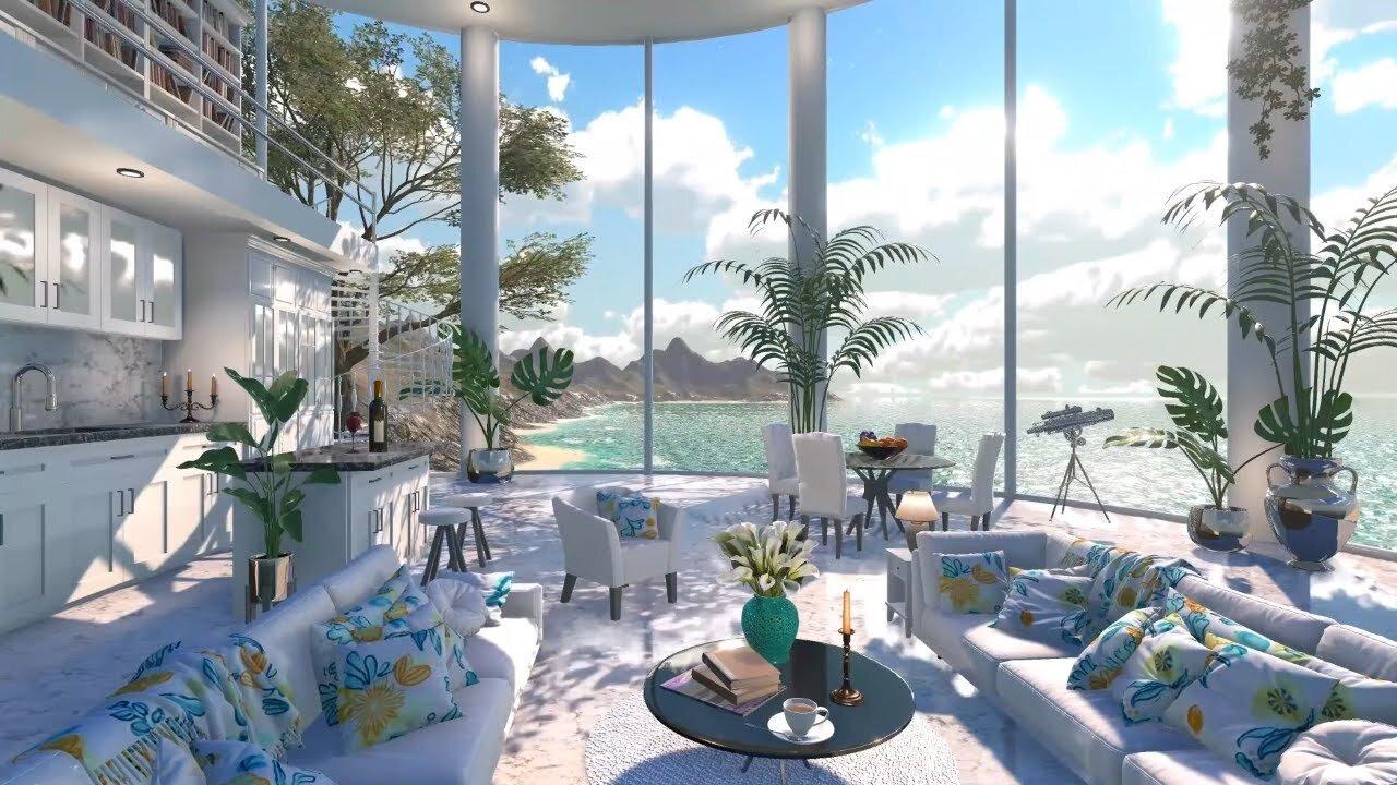 Ocean View Apartment | Day & Sunset Ambience | Beach Waves & Tropical Nature Sounds