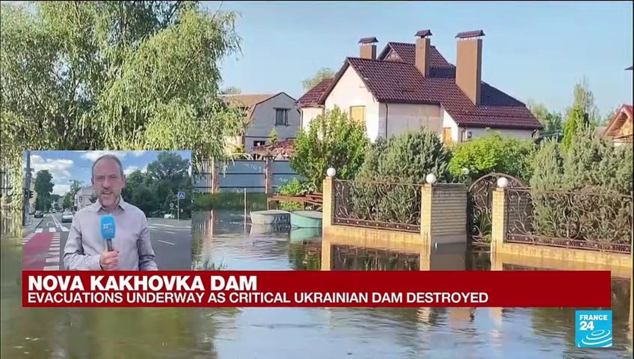 Major Ukraine dam 'partially destroyed', villages evacuated