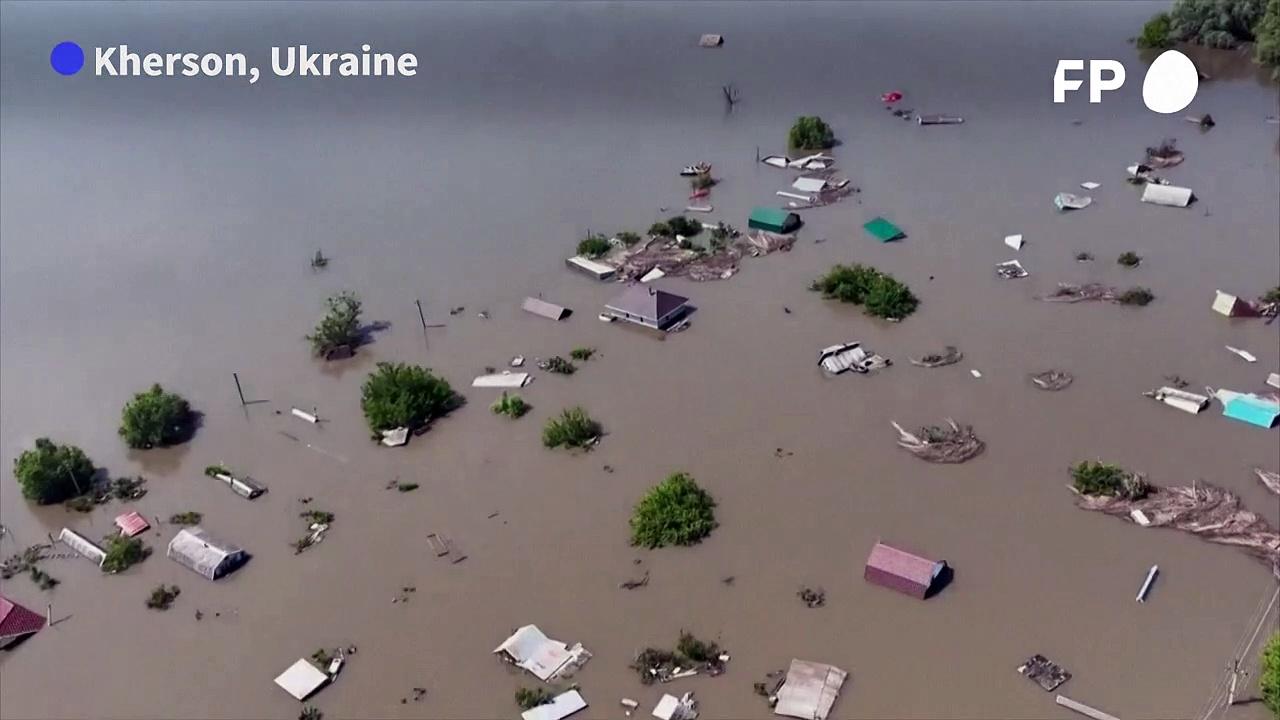 Ukraine army images show flooded Russian-controlled Kherson region