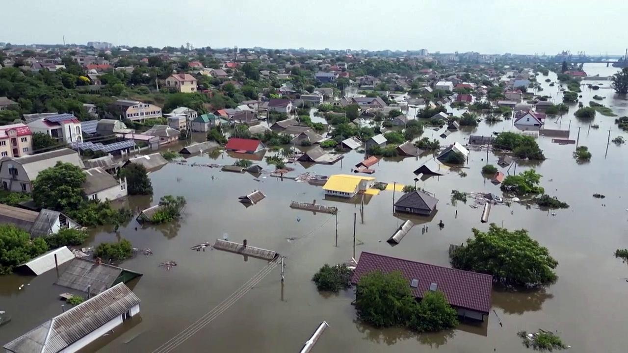 Drone images show the extent of flooding in Ukraine's Kherson