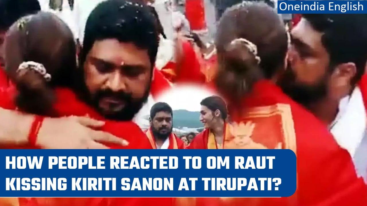 Adipurush director Om Raut kisses Kriti Sanon inside Tirupati temple, People react | Oneindia News