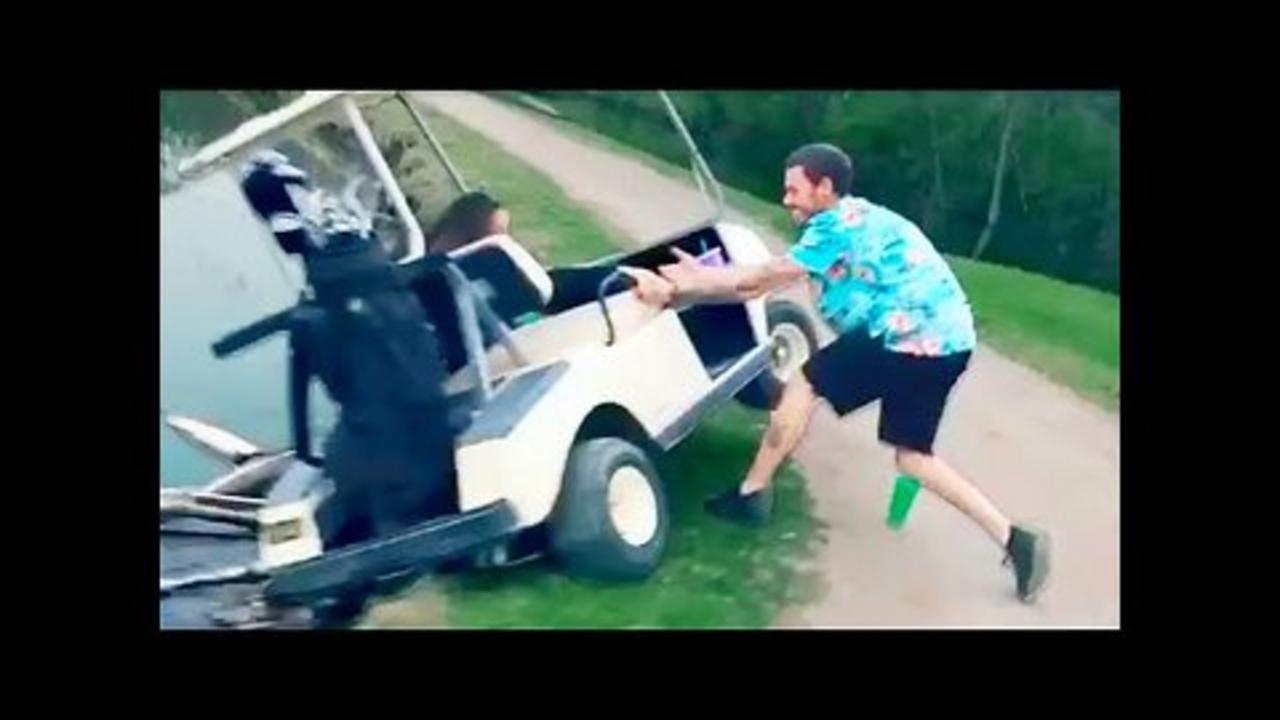 GOLF CART CRASHES IN LAKE! | GOLF FAILS