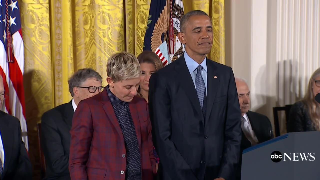 Barack Obama 'chokes up' giving Ellen DeGeneres 'Medal of Freedom'