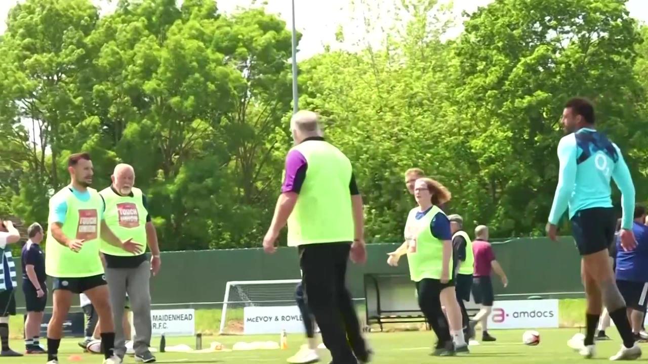 Princess Kate takes part in rugby training