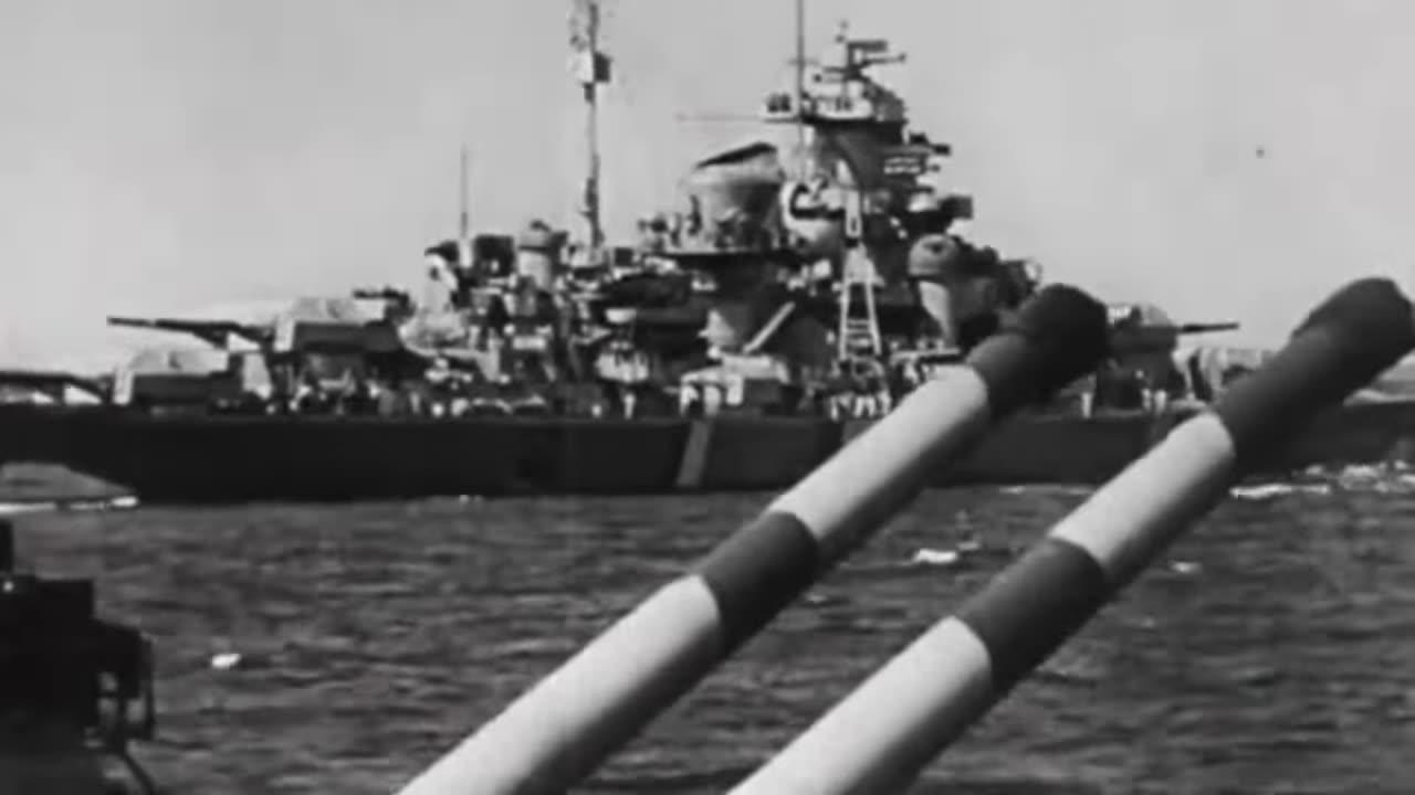 Bismarck and Prinz Eugen in action against Hood