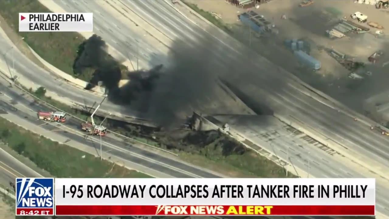 Fuel tanker explodes on Philadelphia highway, causing entire overpass to collapse via #ToreSays
