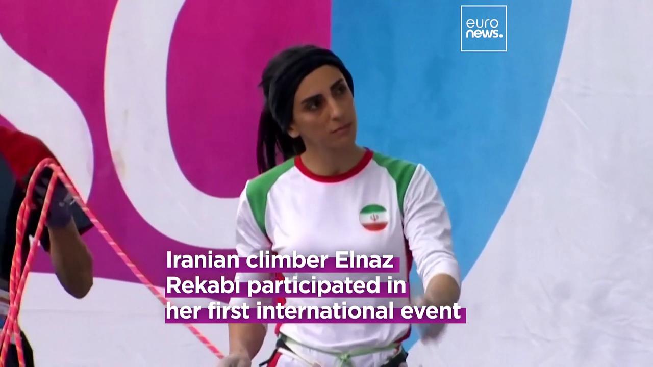 Iranian athlete Elnaz Rekabi competes with a headscarf for the first time since being detained