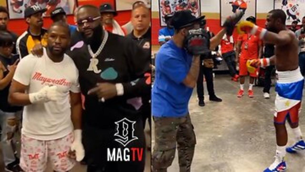 Rick Ross Goes Backstage With Floyd Mayweather During His Bout Wit John Gotti! 🥊
