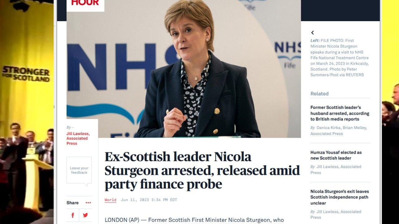 Former Scotland leader Nicola Sturgeon arrested