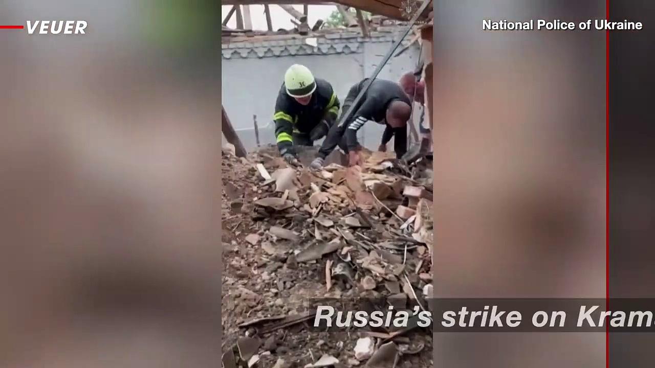 Dramatic Footage Shows Woman Pulled Alive from Rubble after Russian Missile Strike