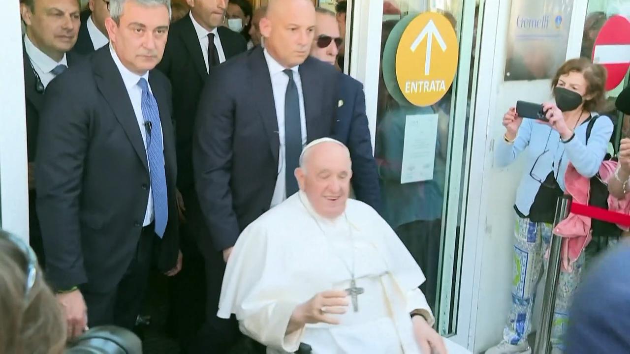 WATCH: Pope Francis leaves hospital in a wheelchair after abdominal surgery