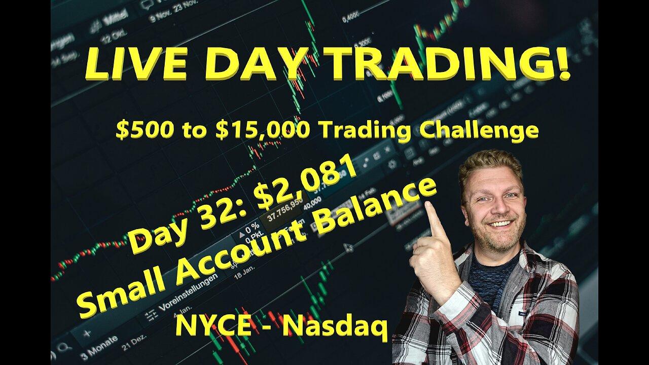 LIVE DAY TRADING | $500 Small Account Challenge Day 32 ($2,081) | S&P 500, NASDAQ, NYSE |