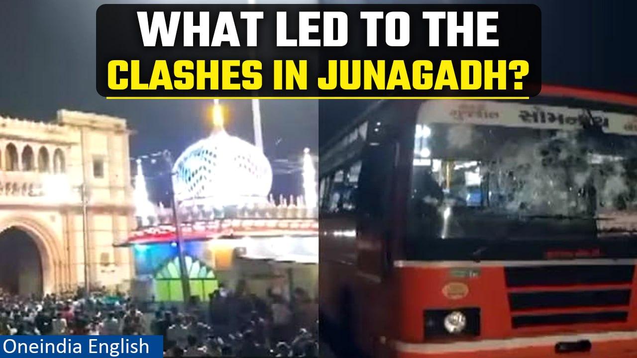 Junagadh Violence: Stones pelted, cops injured after clashes over illegal dargah | Oneindia News