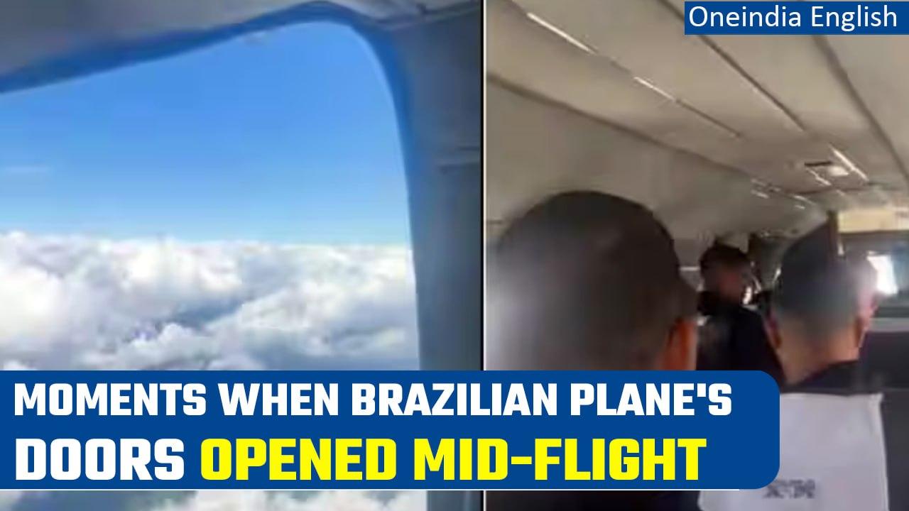Emergency door of Brazilian airplane bursts open mid-flight, Video goes viral | Oneindia News