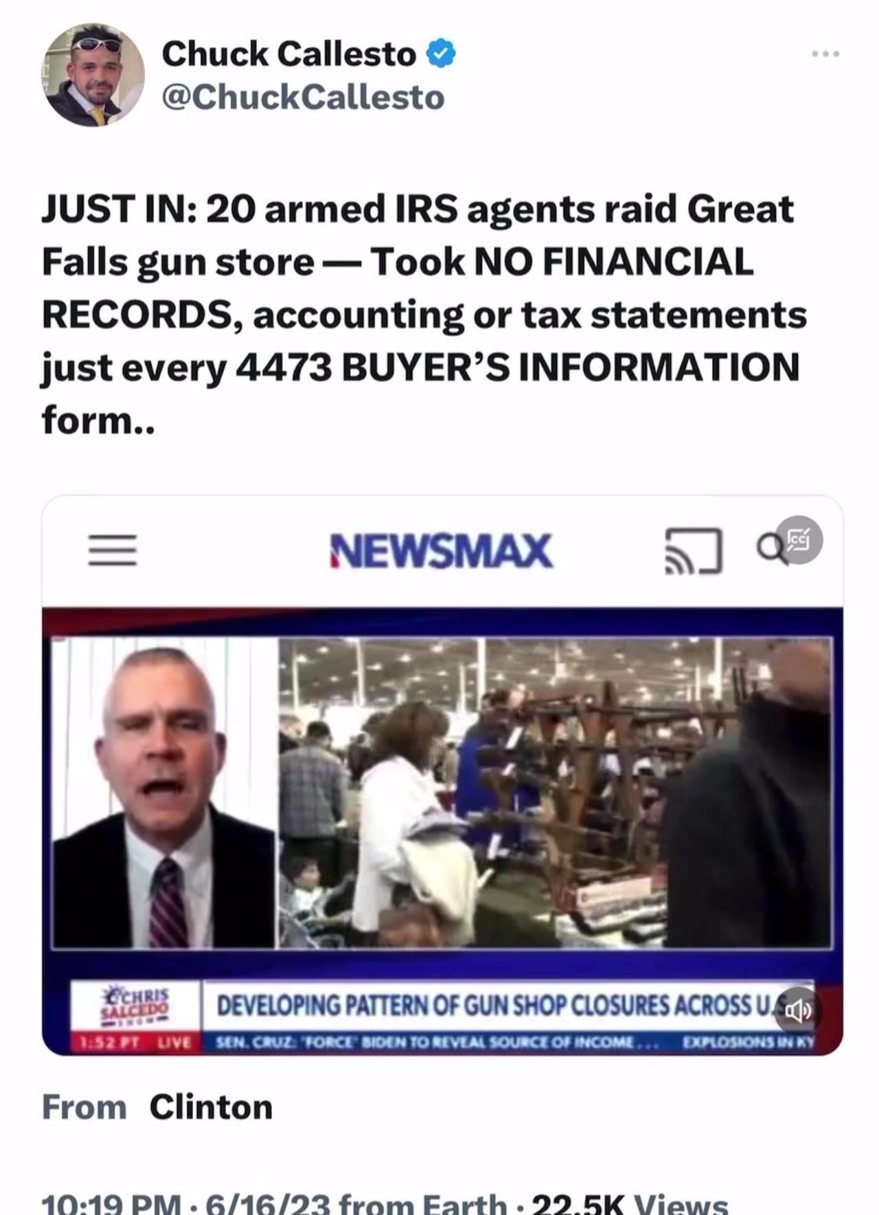 IRS agents raid gun store.