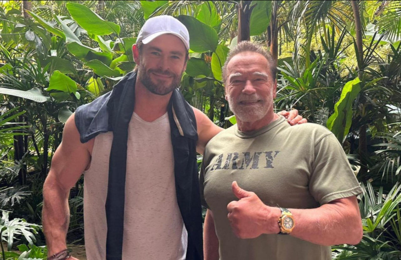 Chris Hemsworth and Arnold Schwarzenegger workout together